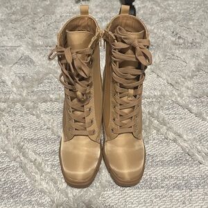 Tan Lace-Up Women's Boots
